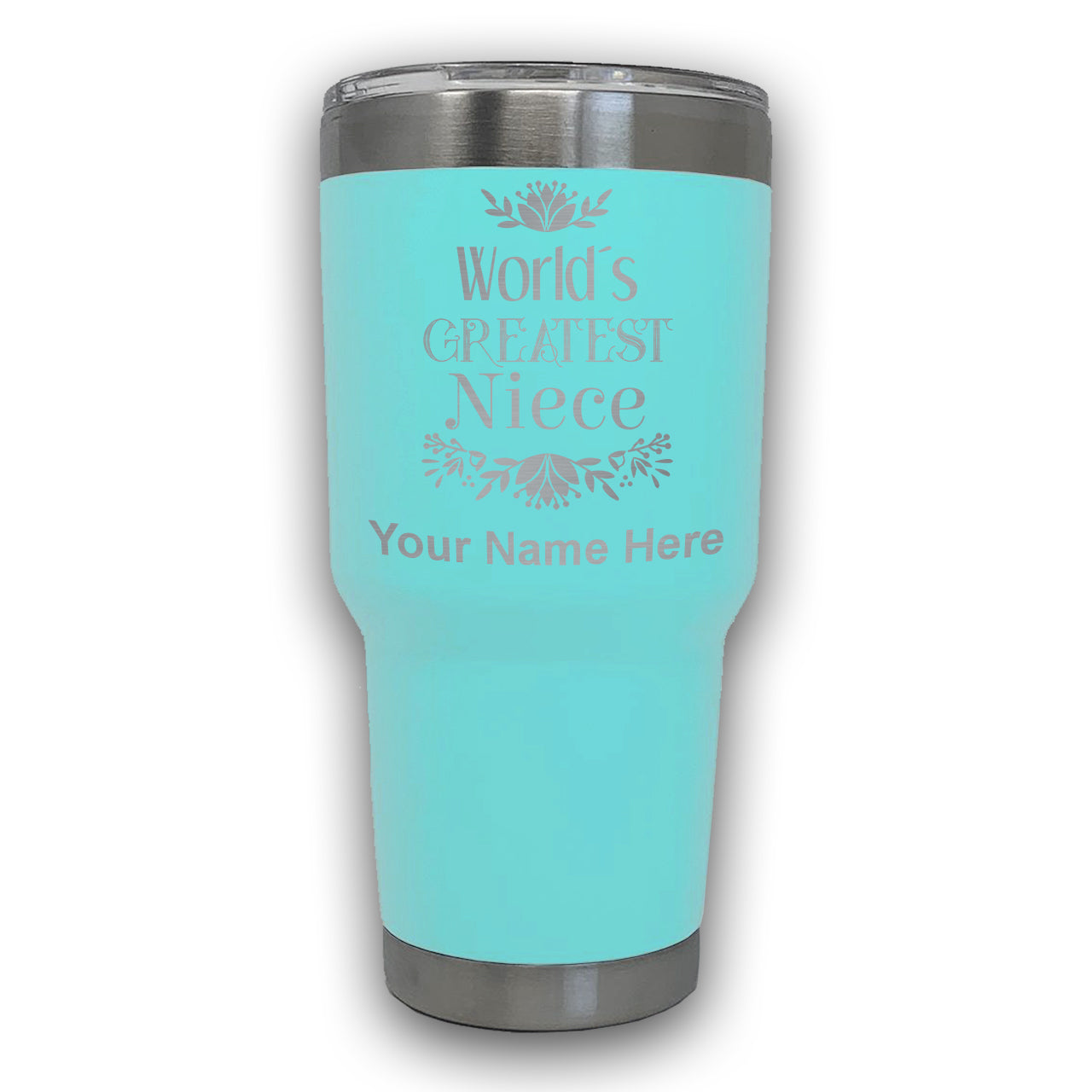 LaserGram 30oz Tumbler Mug, World's Greatest Niece, Personalized Engraving Included