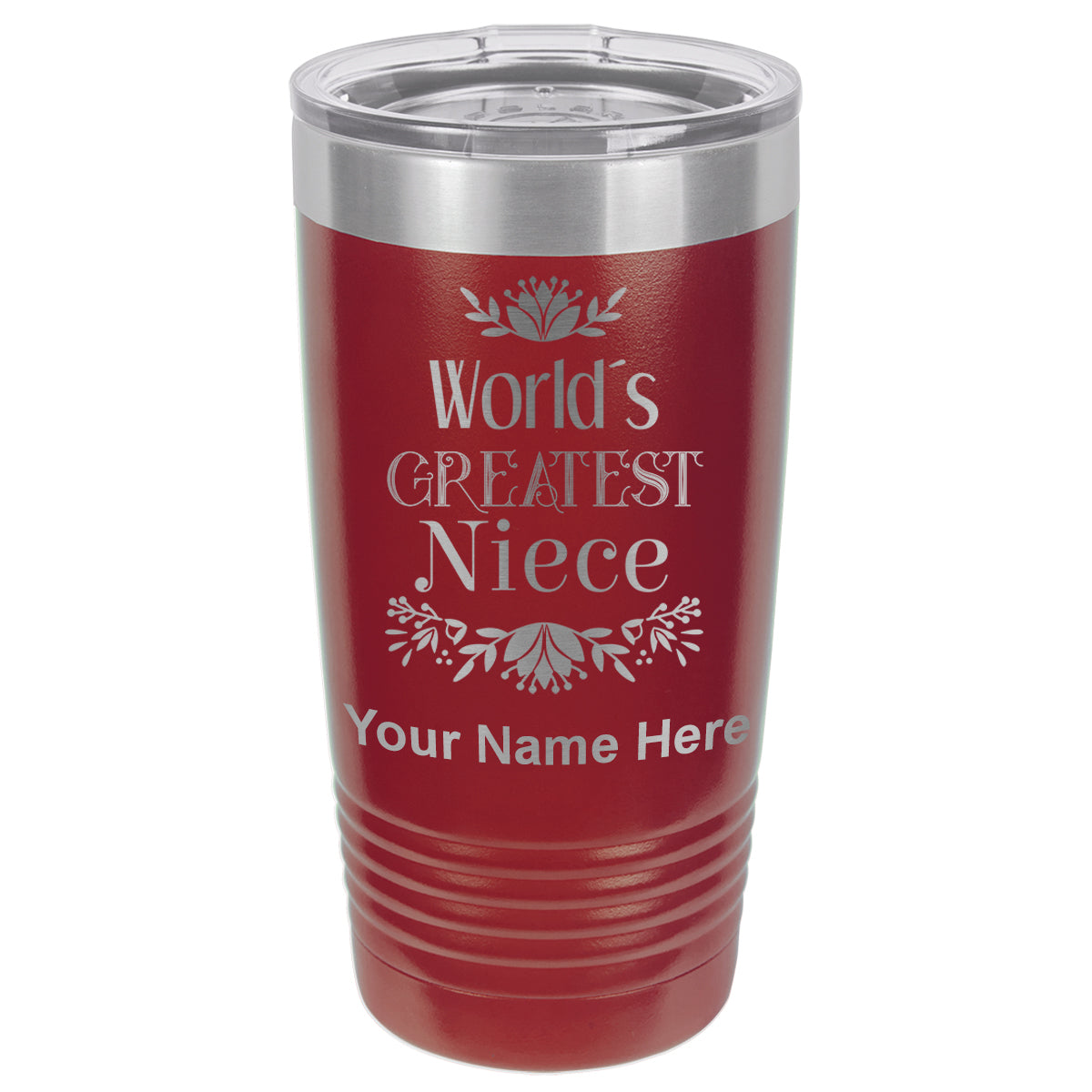 20oz Vacuum Insulated Tumbler Mug, World's Greatest Niece, Personalized Engraving Included