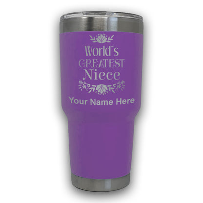 LaserGram 30oz Tumbler Mug, World's Greatest Niece, Personalized Engraving Included