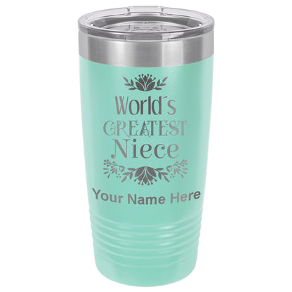 20oz Vacuum Insulated Tumbler Mug, World's Greatest Niece, Personalized Engraving Included