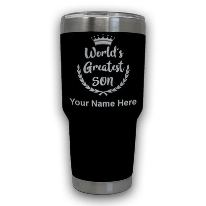 LaserGram 30oz Tumbler Mug, World's Greatest Son, Personalized Engraving Included