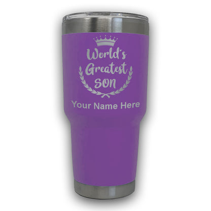 LaserGram 30oz Tumbler Mug, World's Greatest Son, Personalized Engraving Included