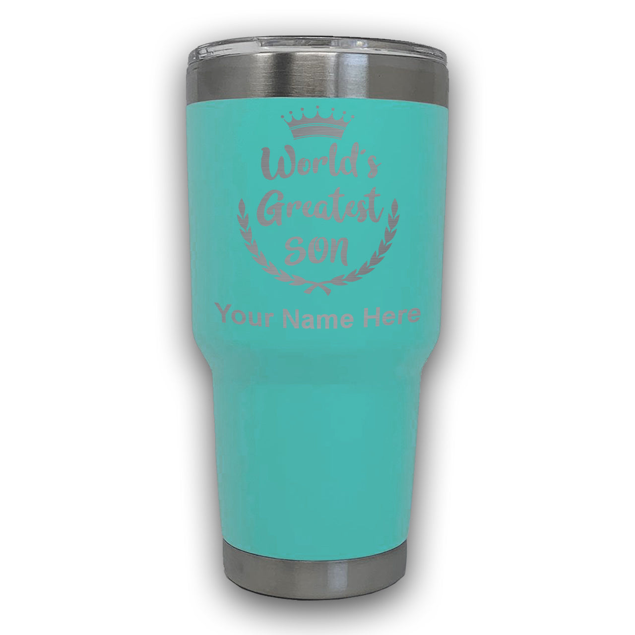 LaserGram 30oz Tumbler Mug, World's Greatest Son, Personalized Engraving Included