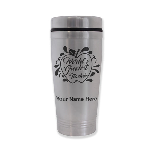 Commuter Travel Mug, World's Greatest Teacher, Personalized Engraving Included