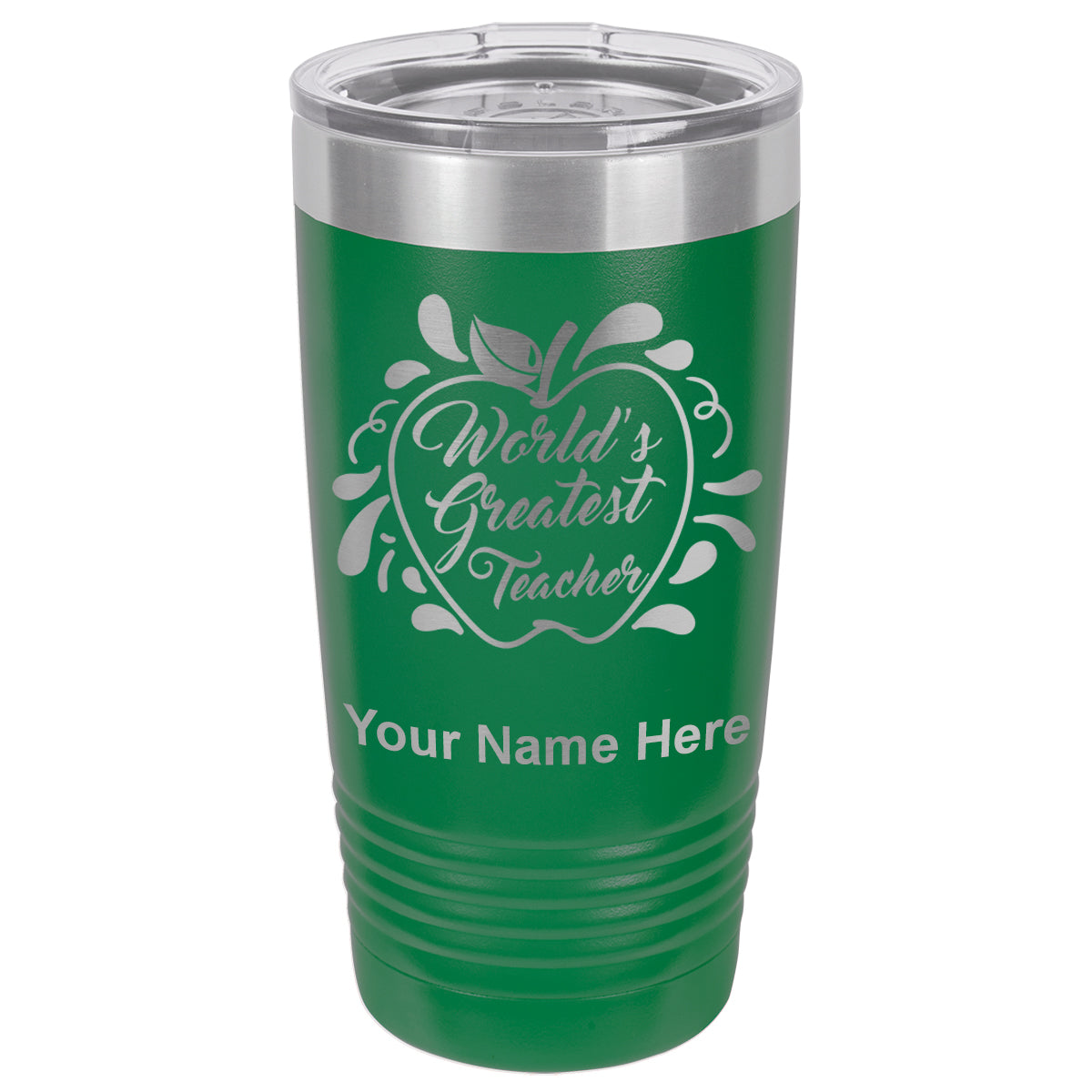 20oz Vacuum Insulated Tumbler Mug, World's Greatest Teacher, Personalized Engraving Included
