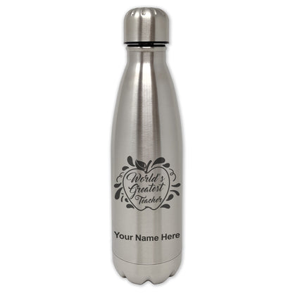 LaserGram Single Wall Water Bottle, World's Greatest Teacher, Personalized Engraving Included