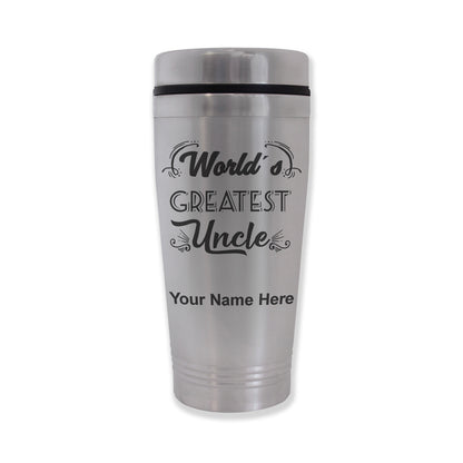 Commuter Travel Mug, World's Greatest Uncle, Personalized Engraving Included