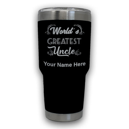 LaserGram 30oz Tumbler Mug, World's Greatest Uncle, Personalized Engraving Included