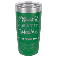 Load image into Gallery viewer, 20oz Vacuum Insulated Tumbler Mug, World&#39;s Greatest Uncle, Personalized Engraving Included

