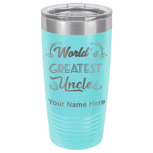 Load image into Gallery viewer, 20oz Vacuum Insulated Tumbler Mug, World&#39;s Greatest Uncle, Personalized Engraving Included
