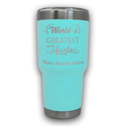 LaserGram 30oz Tumbler Mug, World's Greatest Uncle, Personalized Engraving Included