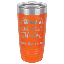 Load image into Gallery viewer, 20oz Vacuum Insulated Tumbler Mug, World&#39;s Greatest Uncle, Personalized Engraving Included
