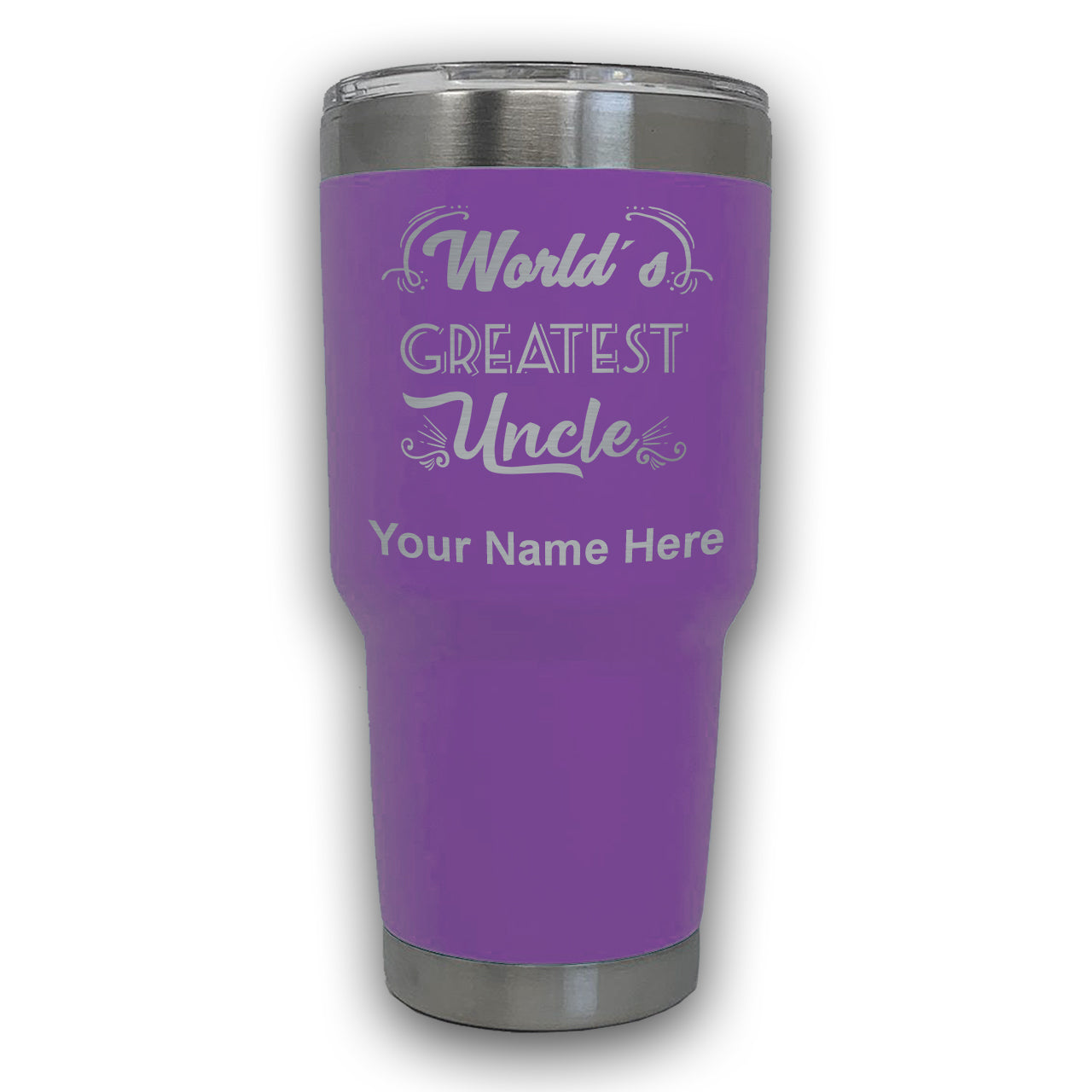 LaserGram 30oz Tumbler Mug, World's Greatest Uncle, Personalized Engraving Included