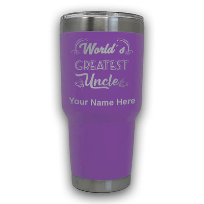 LaserGram 30oz Tumbler Mug, World's Greatest Uncle, Personalized Engraving Included