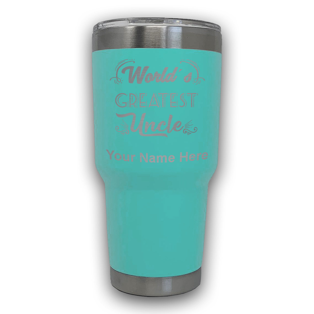 LaserGram 30oz Tumbler Mug, World's Greatest Uncle, Personalized Engraving Included