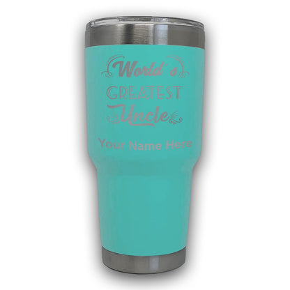 LaserGram 30oz Tumbler Mug, World's Greatest Uncle, Personalized Engraving Included