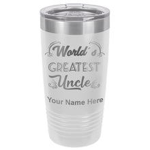 Load image into Gallery viewer, 20oz Vacuum Insulated Tumbler Mug, World&#39;s Greatest Uncle, Personalized Engraving Included
