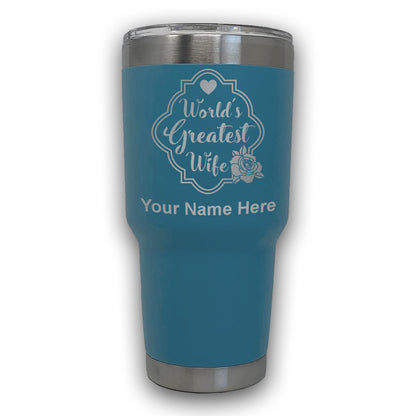 LaserGram 30oz Tumbler Mug, World's Greatest Wife, Personalized Engraving Included