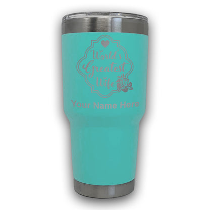 LaserGram 30oz Tumbler Mug, World's Greatest Wife, Personalized Engraving Included