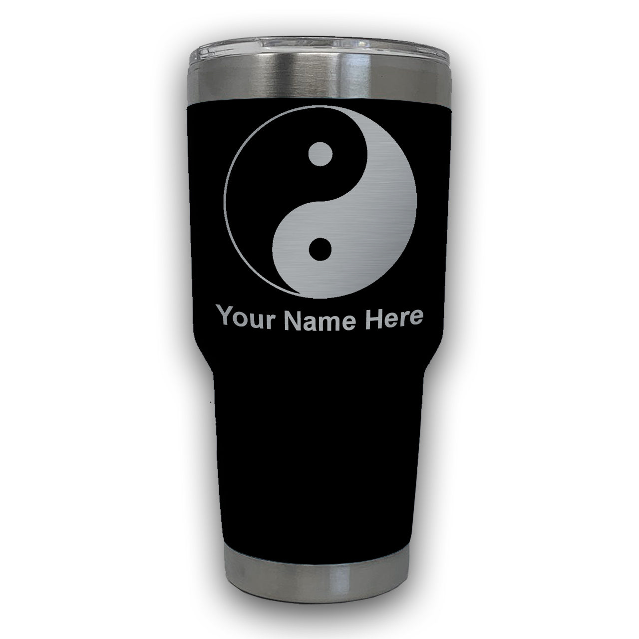 LaserGram 30oz Tumbler Mug, Yin Yang, Personalized Engraving Included