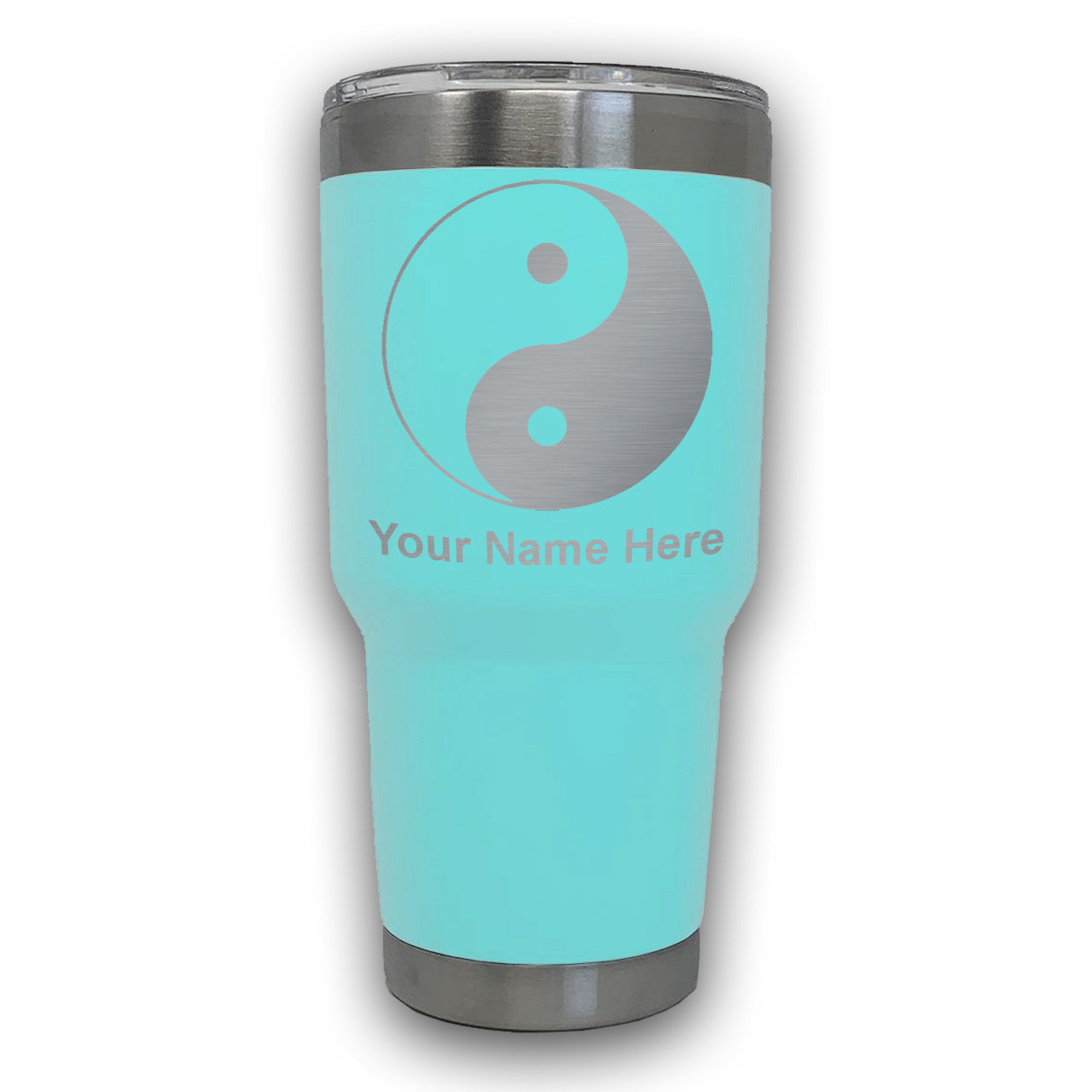 LaserGram 30oz Tumbler Mug, Yin Yang, Personalized Engraving Included