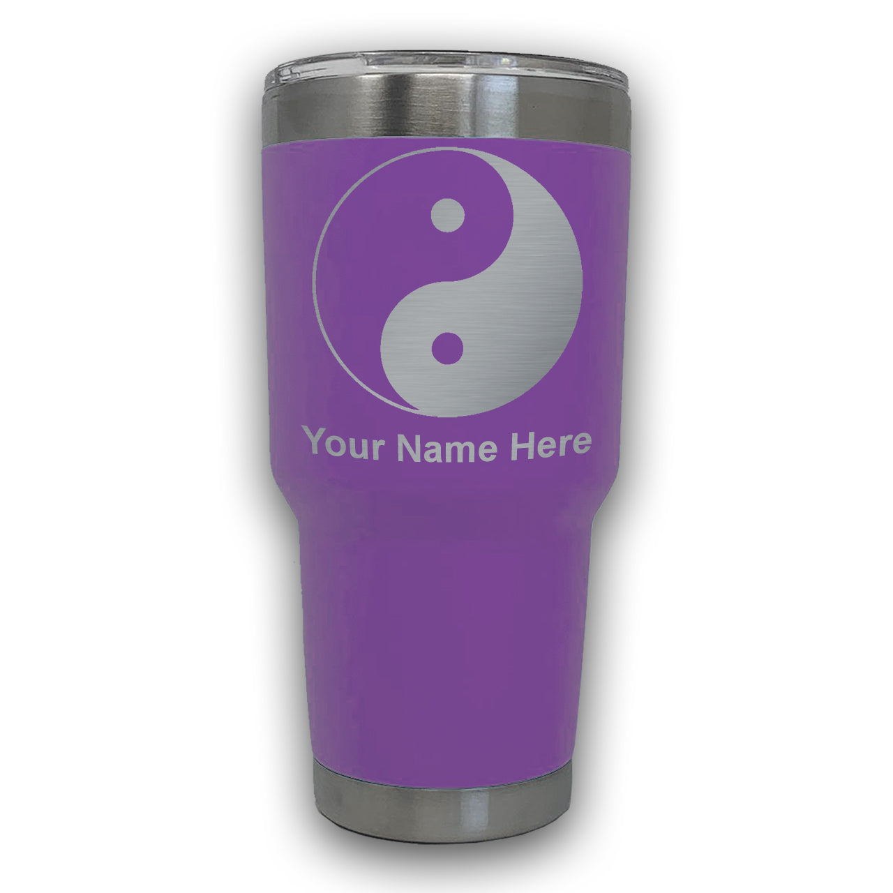 LaserGram 30oz Tumbler Mug, Yin Yang, Personalized Engraving Included