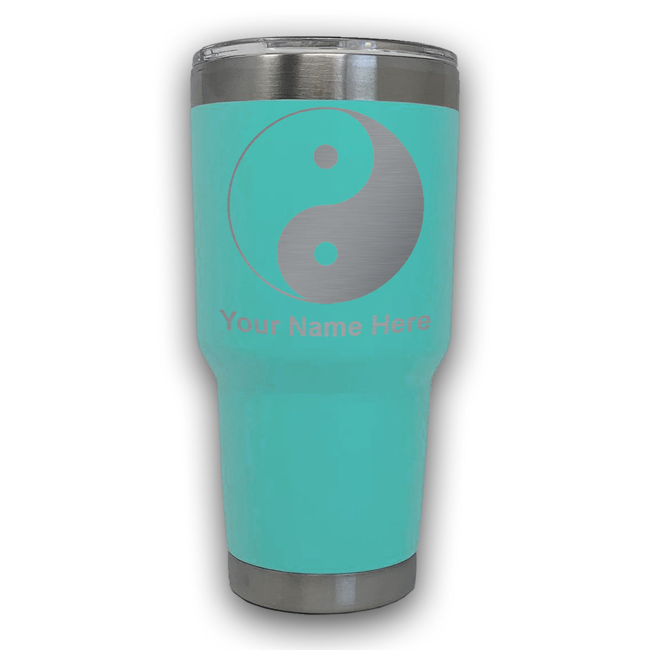 LaserGram 30oz Tumbler Mug, Yin Yang, Personalized Engraving Included