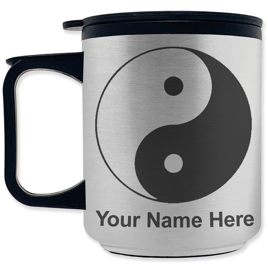 Coffee Travel Mug, Yin Yang, Personalized Engraving Included
