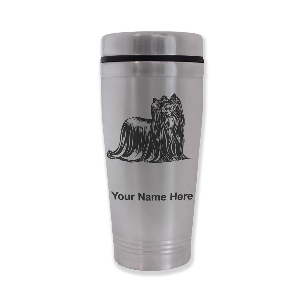 Commuter Travel Mug, Yorkshire Terrier Dog, Personalized Engraving Included