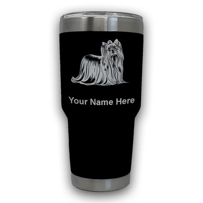 LaserGram 30oz Tumbler Mug, Yorkshire Terrier Dog, Personalized Engraving Included