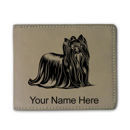Faux Leather Bi-Fold Wallet, Yorkshire Terrier Dog, Personalized Engraving Included