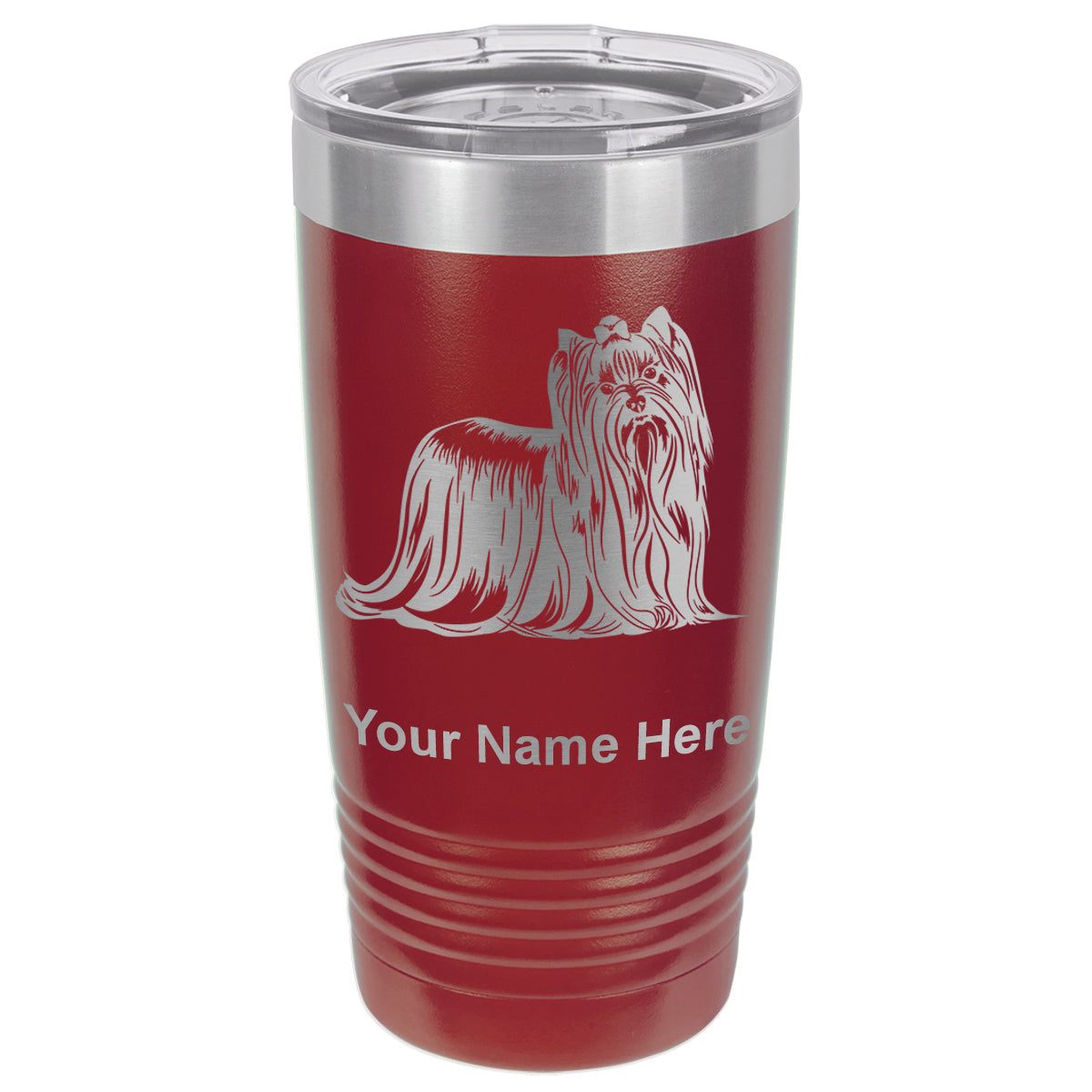 20oz Vacuum Insulated Tumbler Mug, Yorkshire Terrier Dog, Personalized Engraving Included