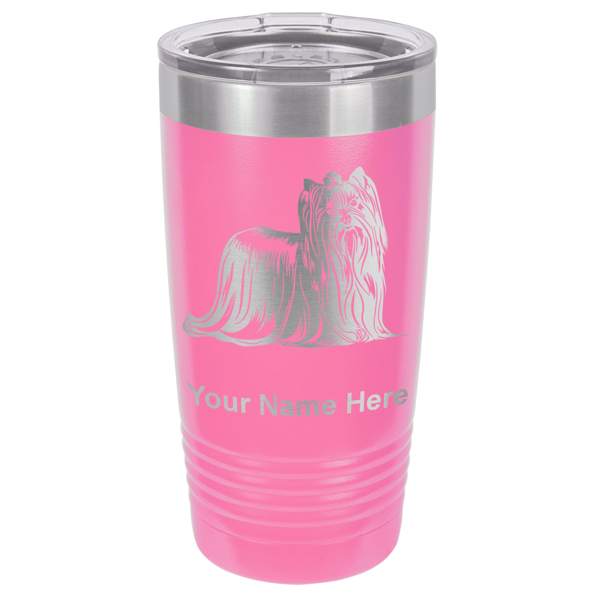 20oz Vacuum Insulated Tumbler Mug, Yorkshire Terrier Dog, Personalized Engraving Included