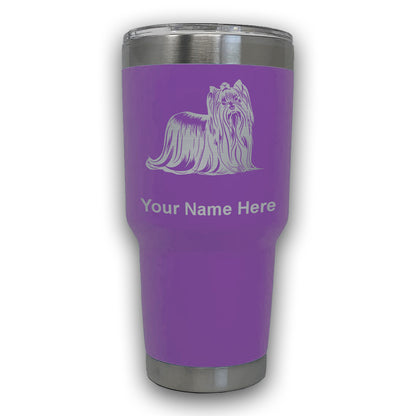 LaserGram 30oz Tumbler Mug, Yorkshire Terrier Dog, Personalized Engraving Included