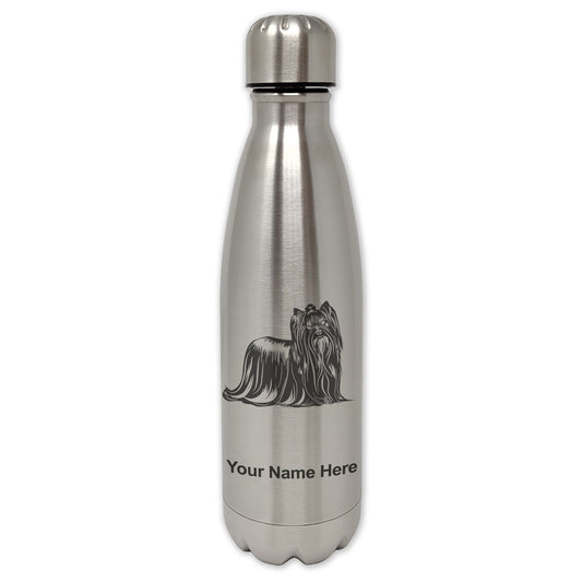 LaserGram Single Wall Water Bottle, Yorkshire Terrier Dog, Personalized Engraving Included