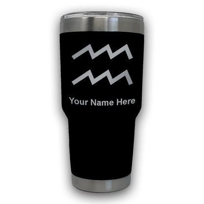 LaserGram 30oz Tumbler Mug, Zodiac Sign Aquarius, Personalized Engraving Included