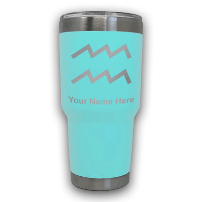 LaserGram 30oz Tumbler Mug, Zodiac Sign Aquarius, Personalized Engraving Included