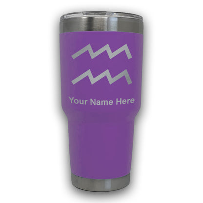 LaserGram 30oz Tumbler Mug, Zodiac Sign Aquarius, Personalized Engraving Included