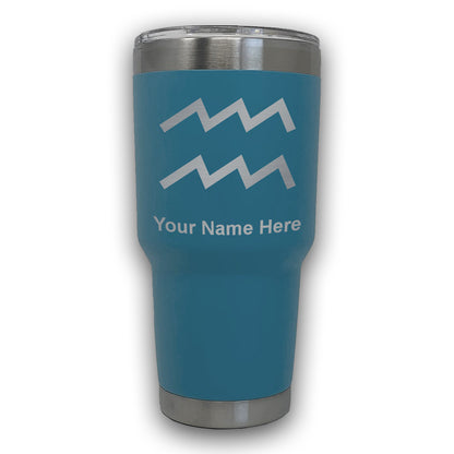 LaserGram 30oz Tumbler Mug, Zodiac Sign Aquarius, Personalized Engraving Included