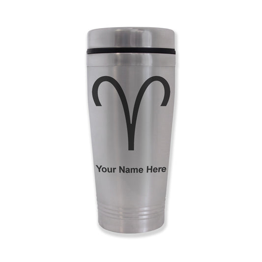 Commuter Travel Mug, Zodiac Sign Aries, Personalized Engraving Included