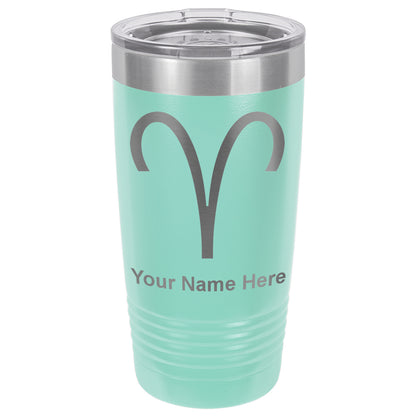 20oz Vacuum Insulated Tumbler Mug, Zodiac Sign Aries, Personalized Engraving Included