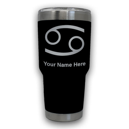 LaserGram 30oz Tumbler Mug, Zodiac Sign Cancer, Personalized Engraving Included