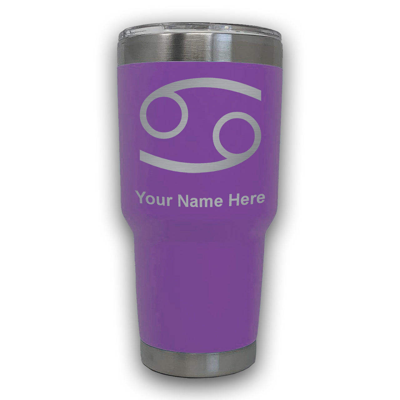 LaserGram 30oz Tumbler Mug, Zodiac Sign Cancer, Personalized Engraving Included