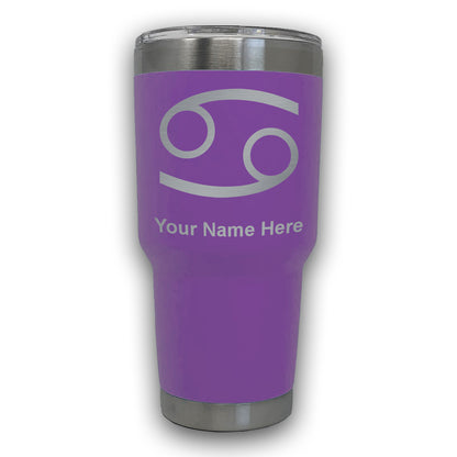 LaserGram 30oz Tumbler Mug, Zodiac Sign Cancer, Personalized Engraving Included