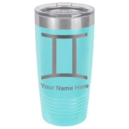 20oz Vacuum Insulated Tumbler Mug, Zodiac Sign Gemini, Personalized Engraving Included