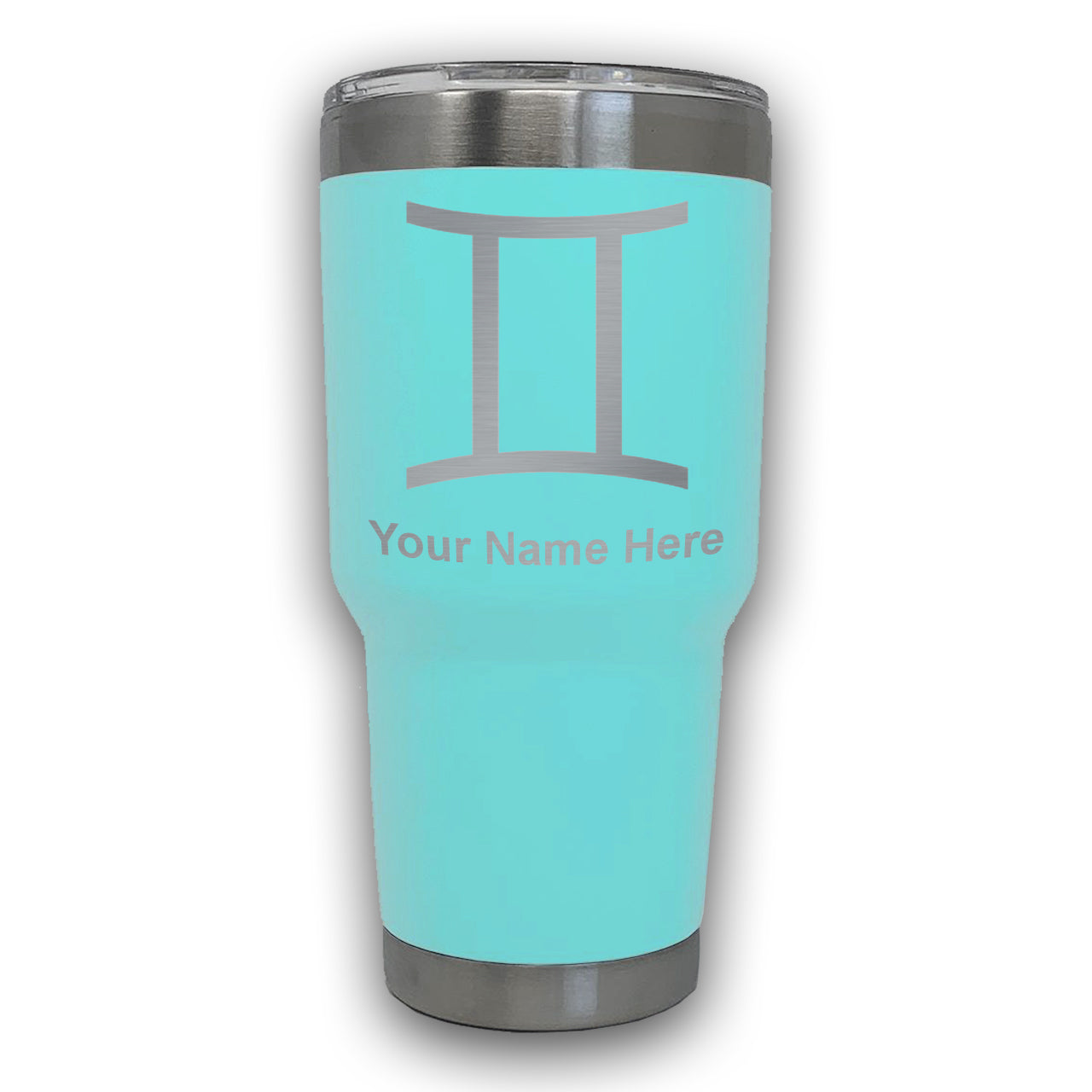 LaserGram 30oz Tumbler Mug, Zodiac Sign Gemini, Personalized Engraving Included