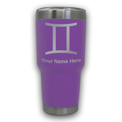 LaserGram 30oz Tumbler Mug, Zodiac Sign Gemini, Personalized Engraving Included