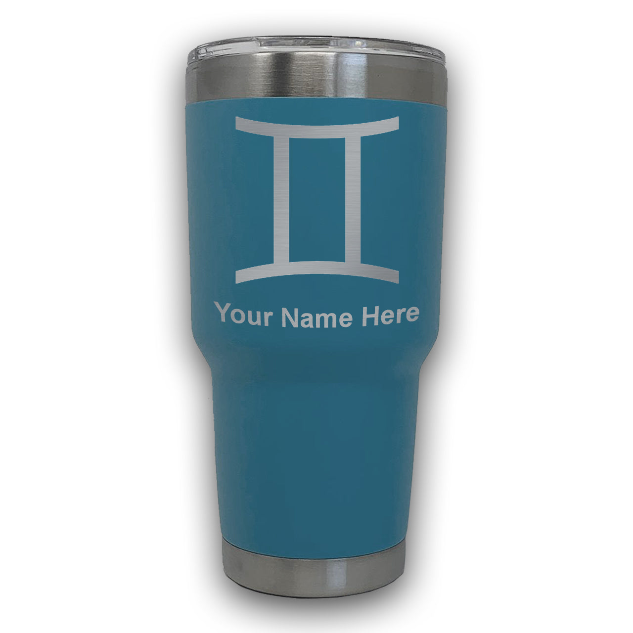 LaserGram 30oz Tumbler Mug, Zodiac Sign Gemini, Personalized Engraving Included