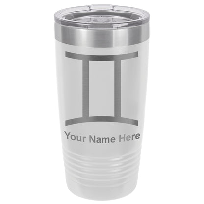 20oz Vacuum Insulated Tumbler Mug, Zodiac Sign Gemini, Personalized Engraving Included