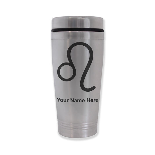 Commuter Travel Mug, Zodiac Sign Leo, Personalized Engraving Included